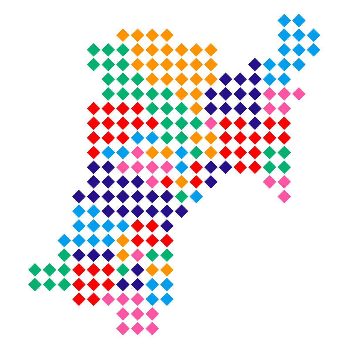 宮城県の無料フリーイラスト|ドット・四角4(カラフル)