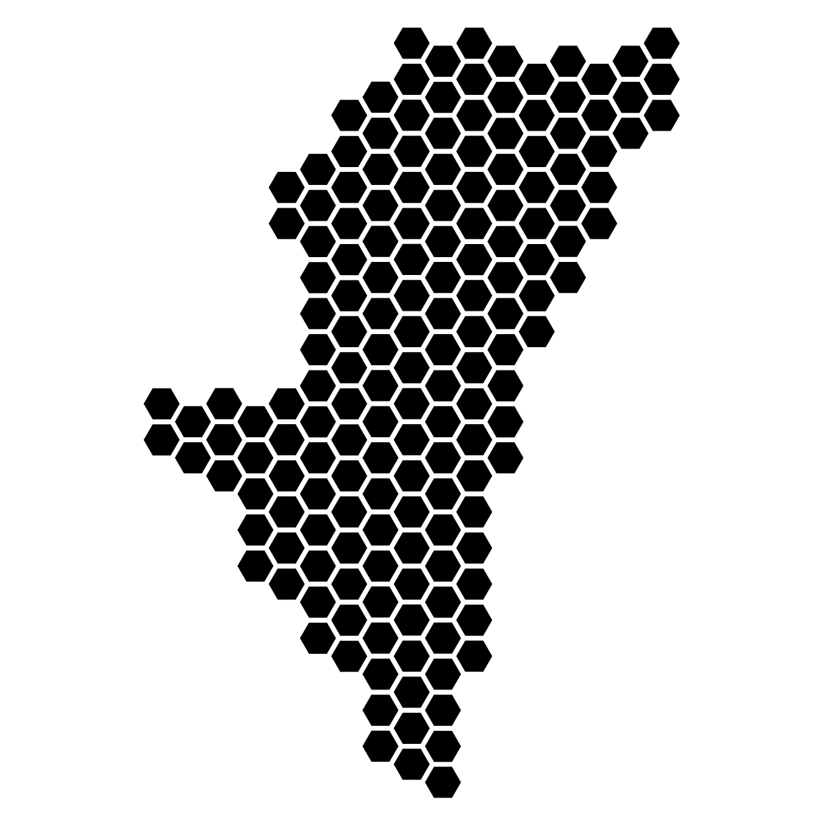 宮崎県の無料フリーイラスト|ドット・六角(黒)