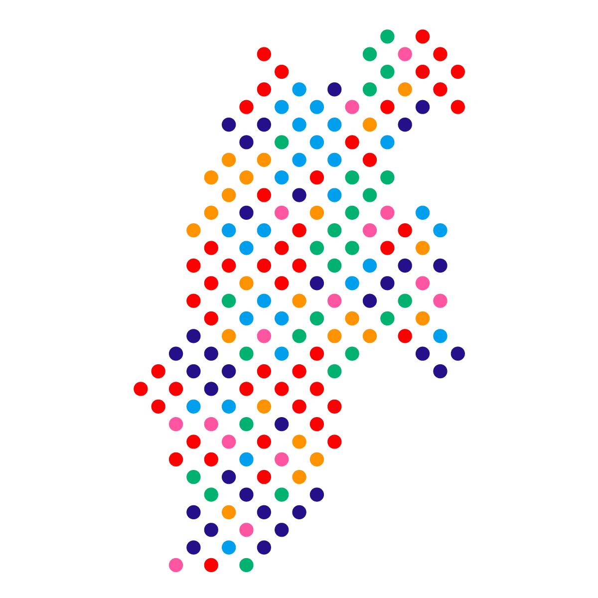 長野県の無料フリーイラスト｜ドット・丸4(カラフル)