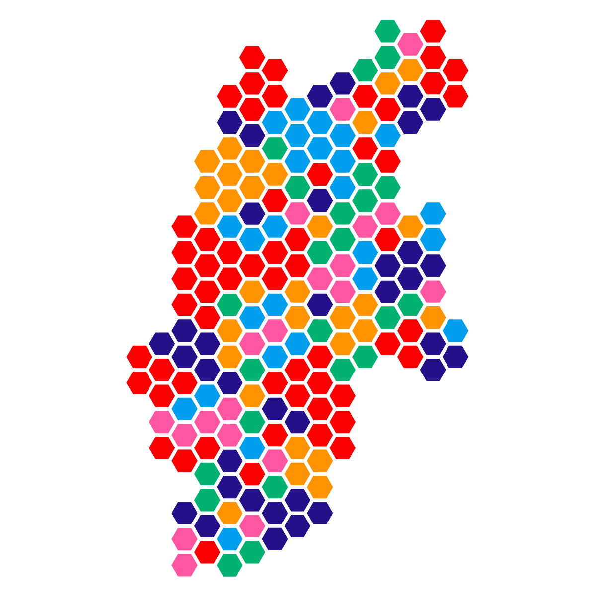 長野県の無料フリーイラスト|ドット・六角(カラフル)