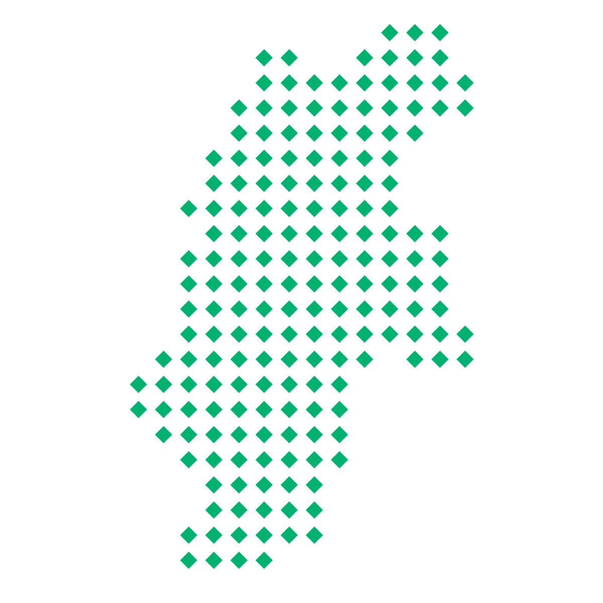 長野県の無料フリーイラスト|ドット・四角5(緑)