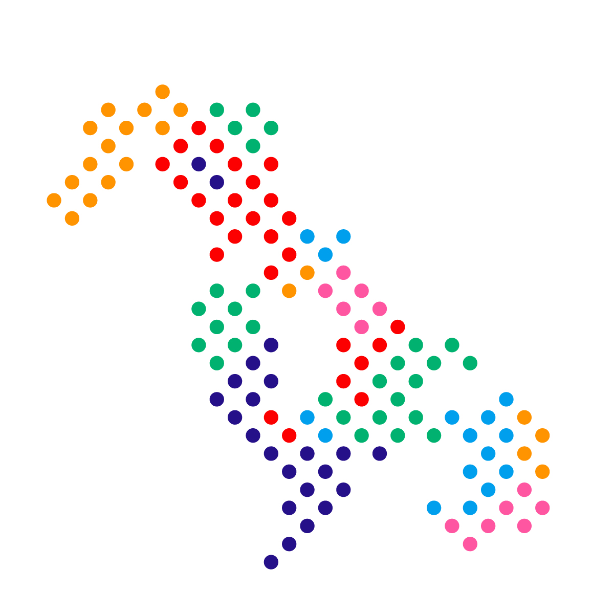 長崎県の無料フリーイラスト｜ドット・丸4(カラフル)