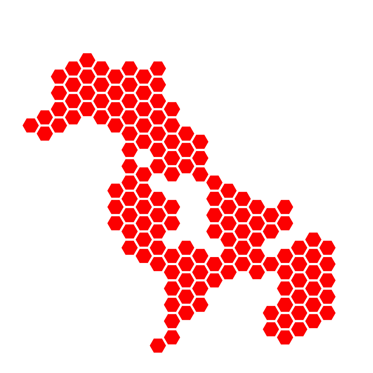 長崎県の無料フリーイラスト|ドット・六角(赤)