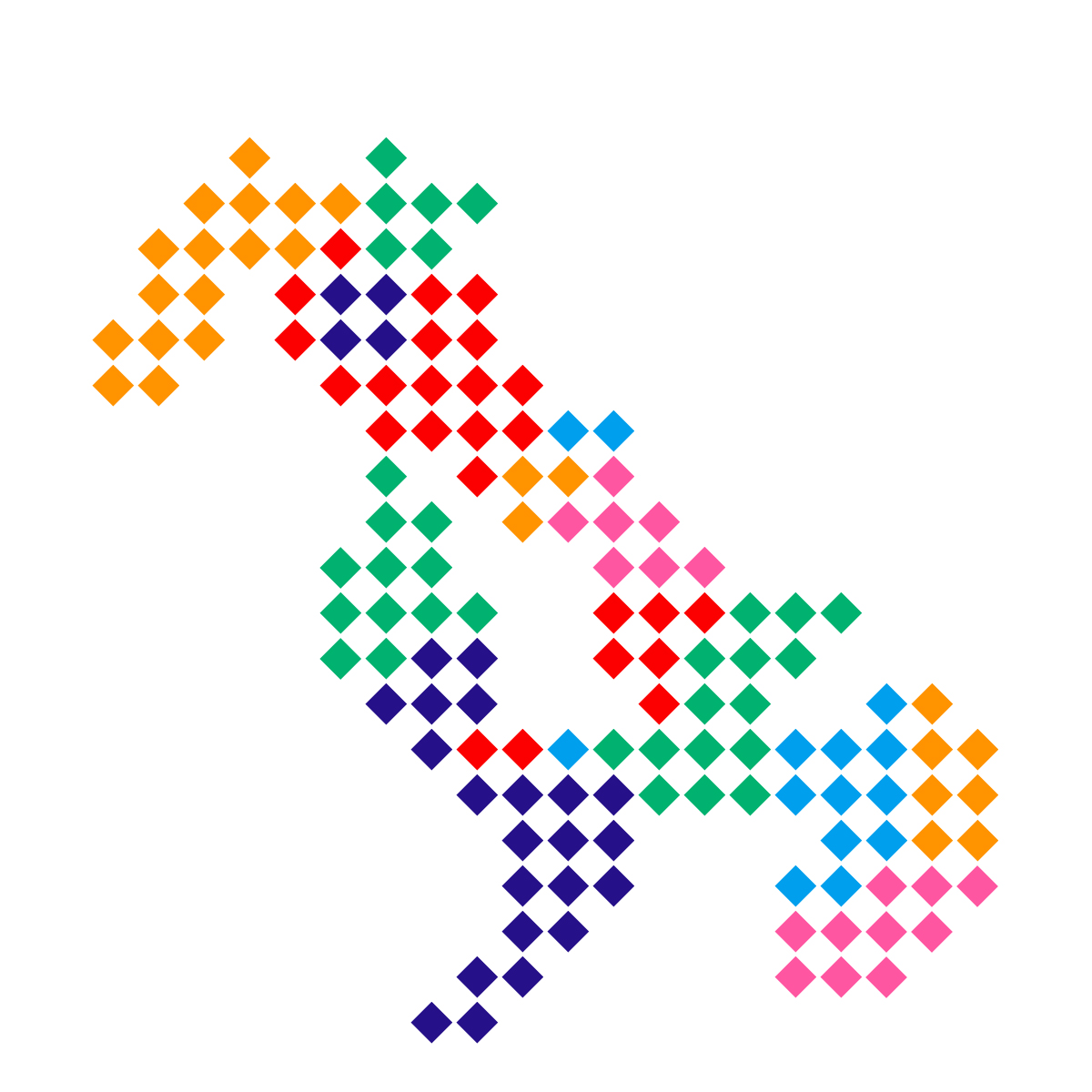 長崎県の無料フリーイラスト｜ドット・四角4(カラフル)