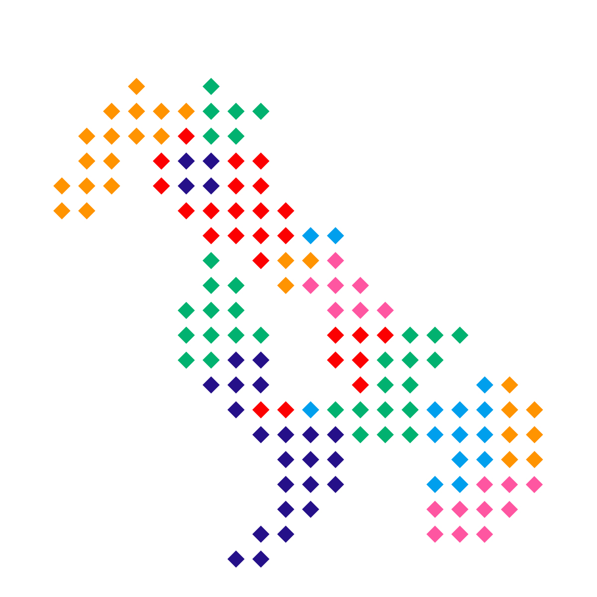 長崎県の無料フリーイラスト｜ドット・四角5(カラフル)