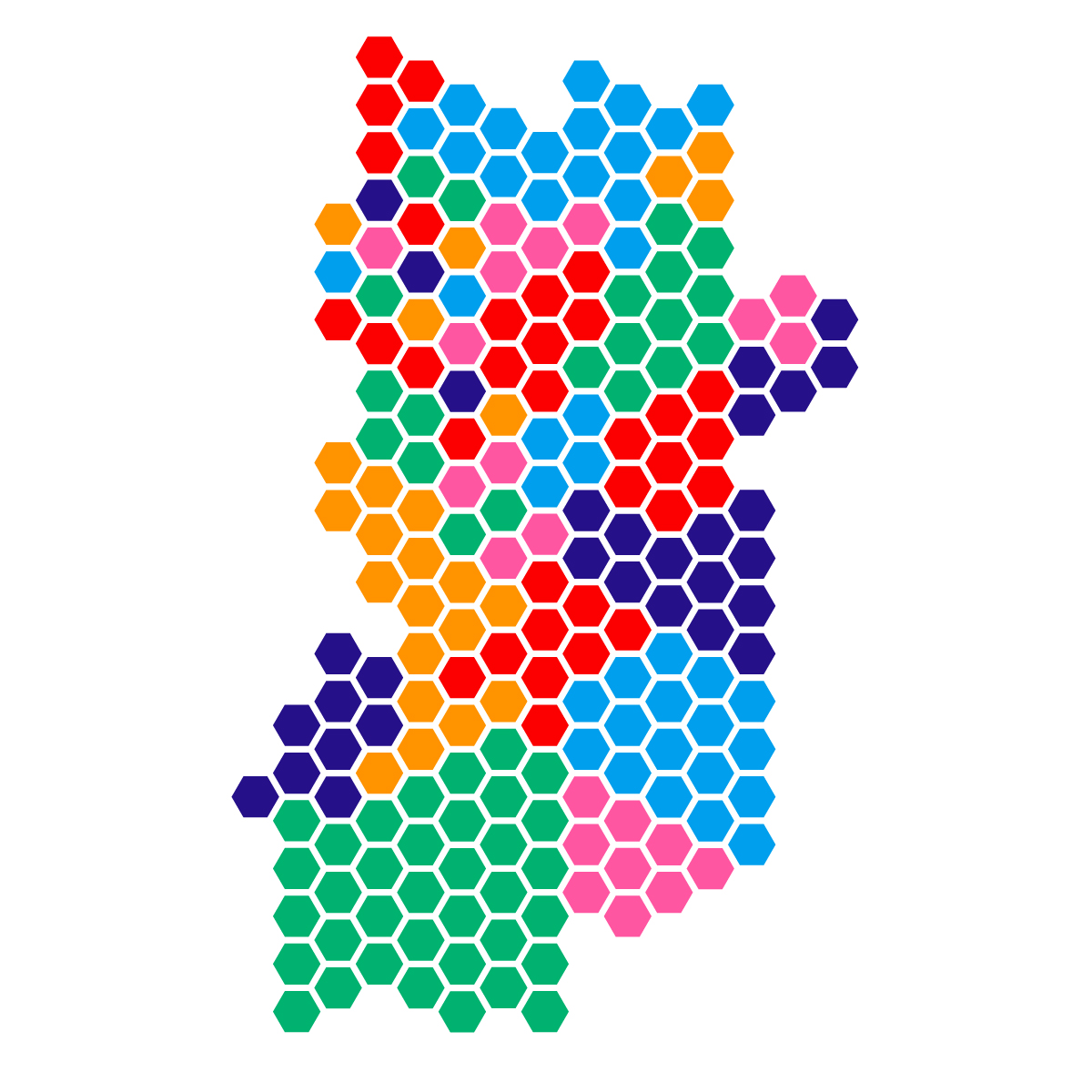 奈良県の無料フリーイラスト|ドット・六角(カラフル)