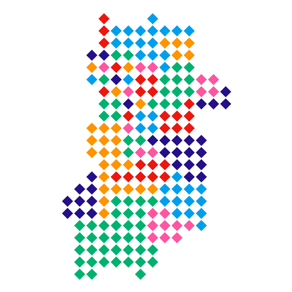 奈良県の無料フリーイラスト｜ドット・四角4(カラフル)