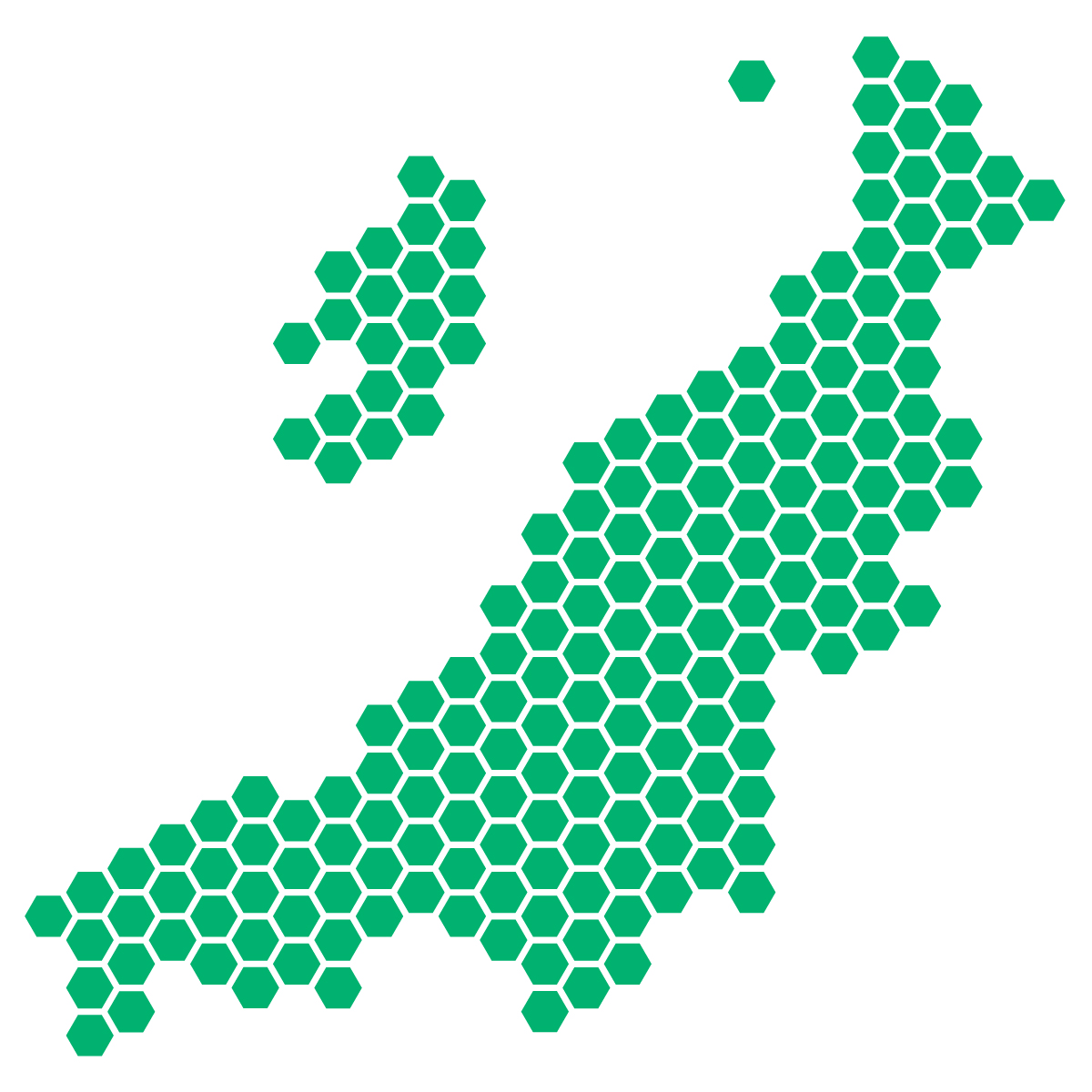 新潟県の無料フリーイラスト｜ドット・六角(緑)