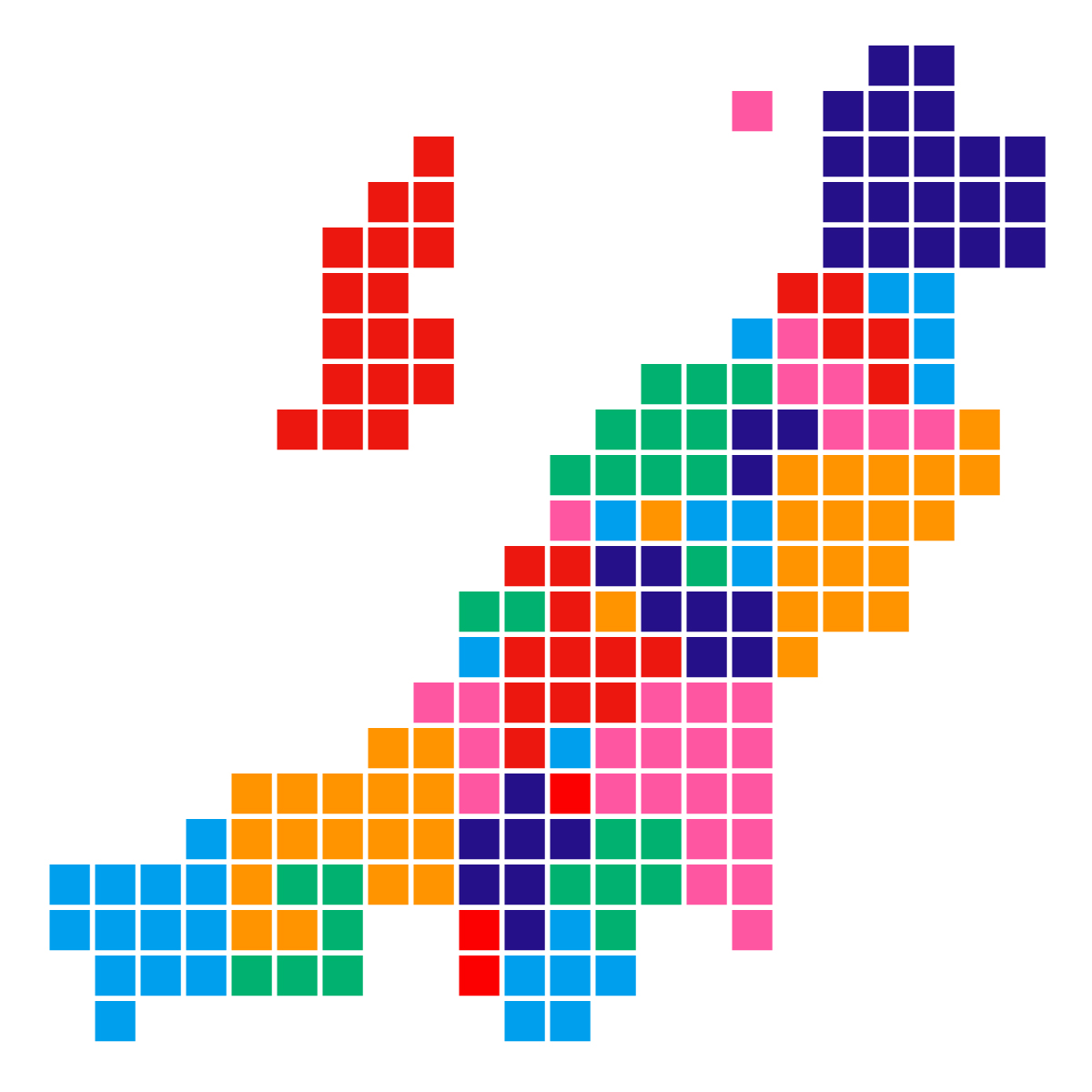 新潟県の無料フリーイラスト|ドット・四角1(カラフル)