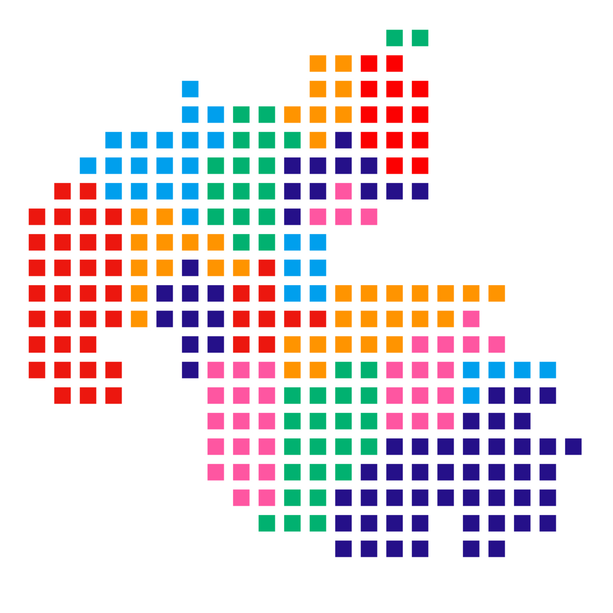 大分県の無料フリーイラスト｜ドット・四角2(カラフル)