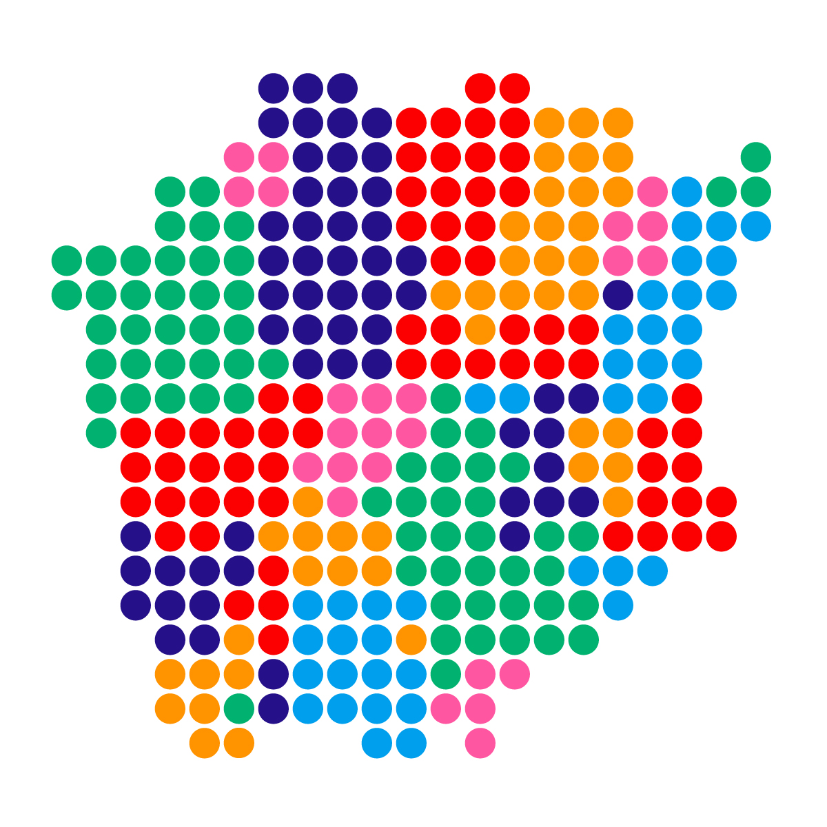 岡山県の無料フリーイラスト|ドット・丸1(カラフル)
