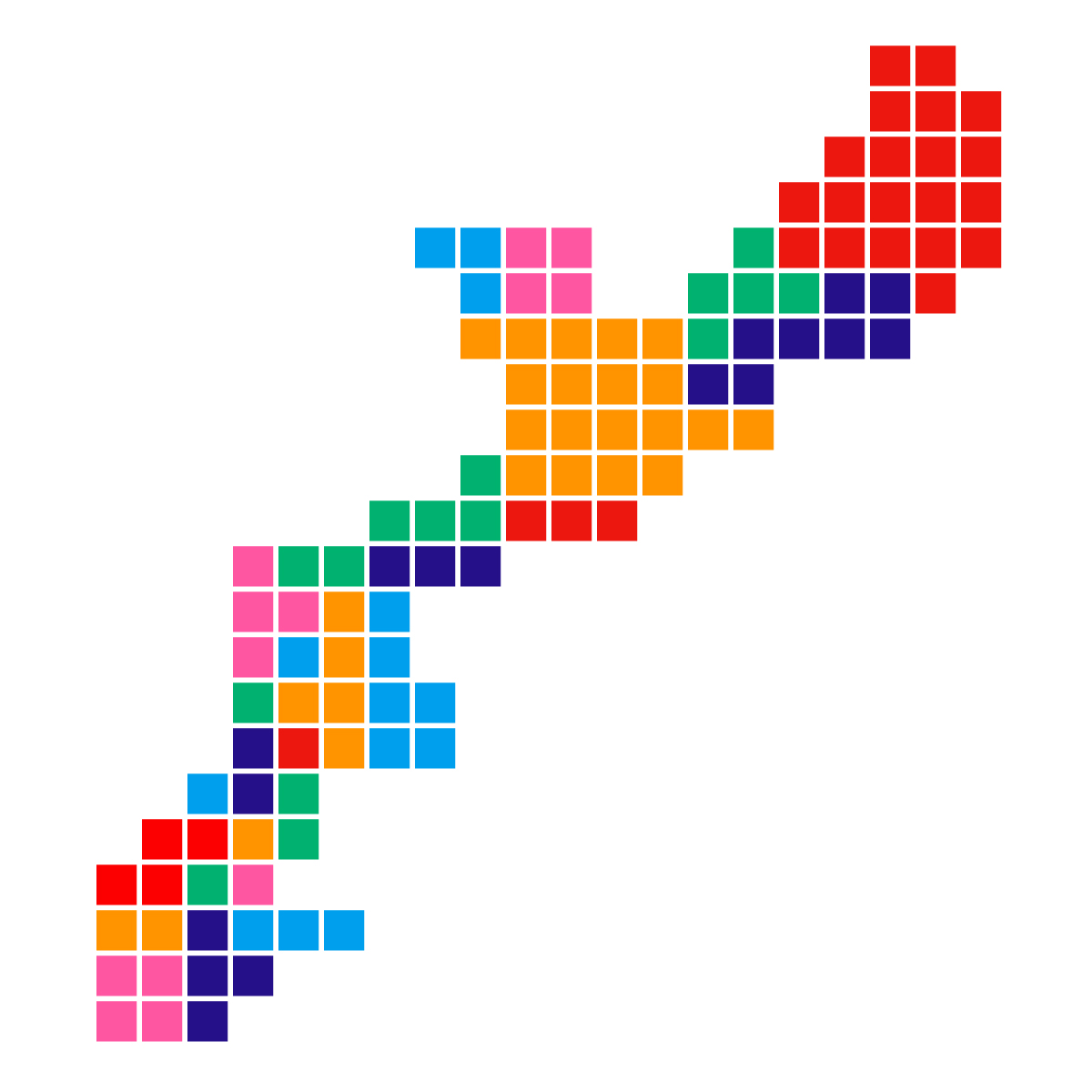 沖縄県の無料フリーイラスト｜ドット・四角1(カラフル)