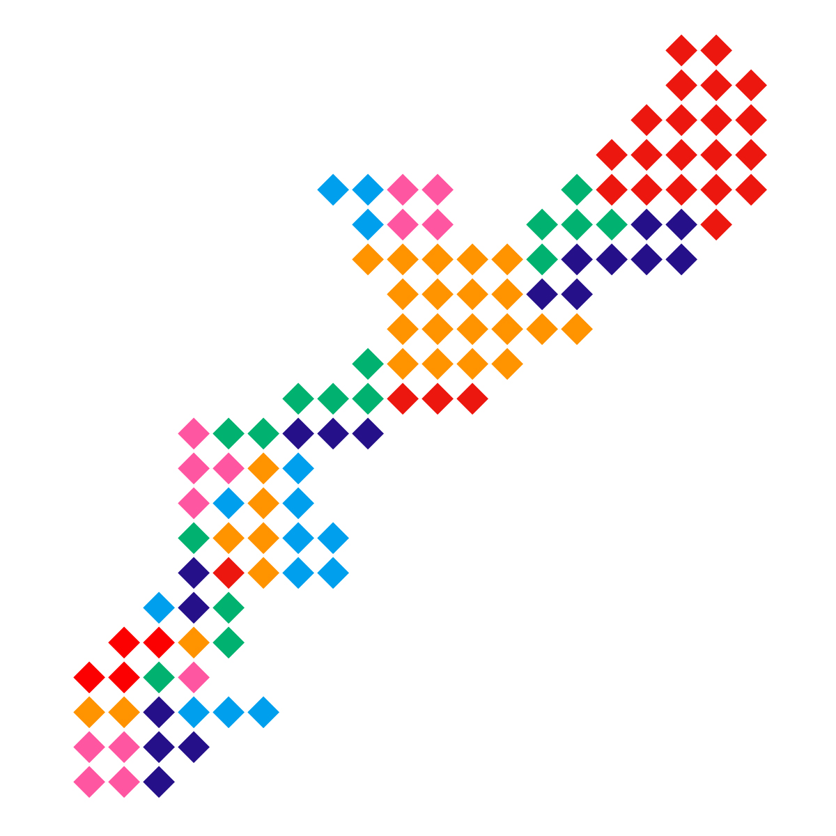 沖縄県の無料フリーイラスト｜ドット・四角4(カラフル)