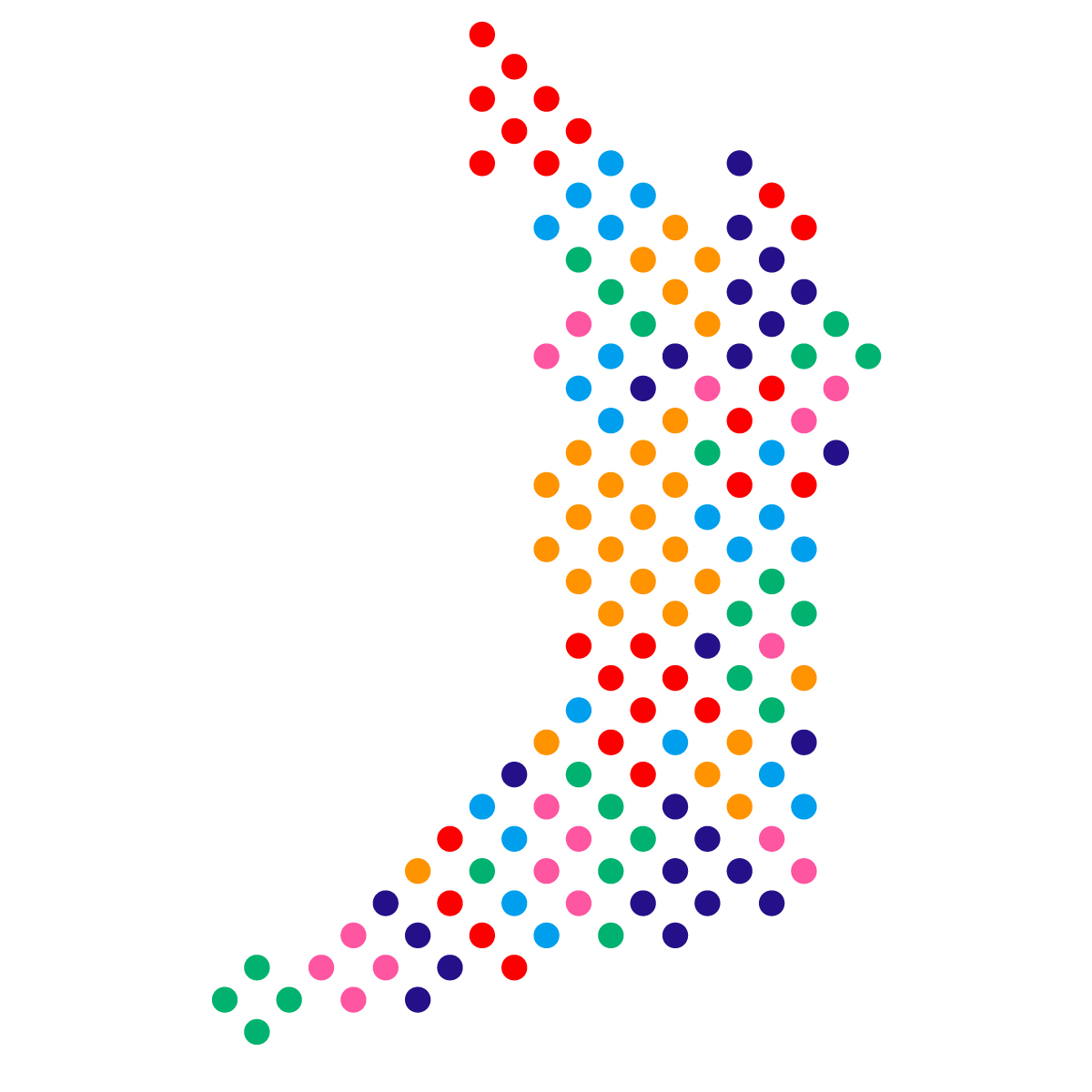 大阪府の無料フリーイラスト|ドット・丸4(カラフル)