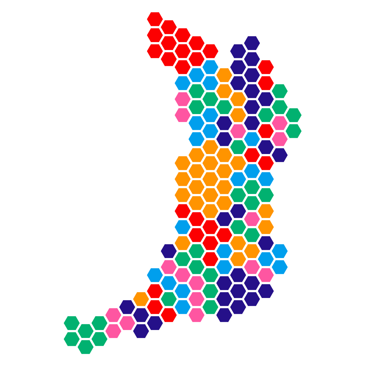 大阪府の無料フリーイラスト｜ドット・六角(カラフル)