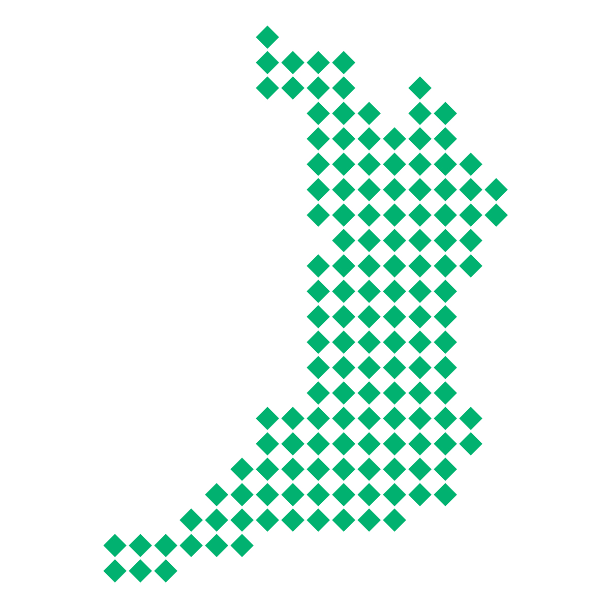大阪府の無料フリーイラスト|ドット・四角4(緑)
