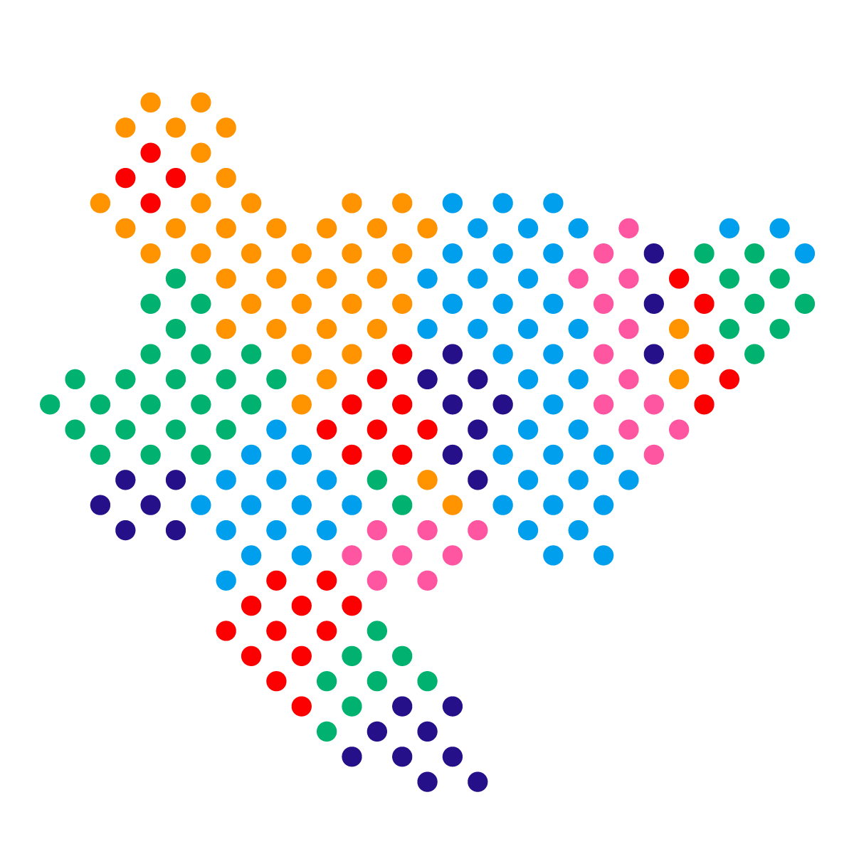 佐賀県の無料フリーイラスト|ドット・丸4(カラフル)