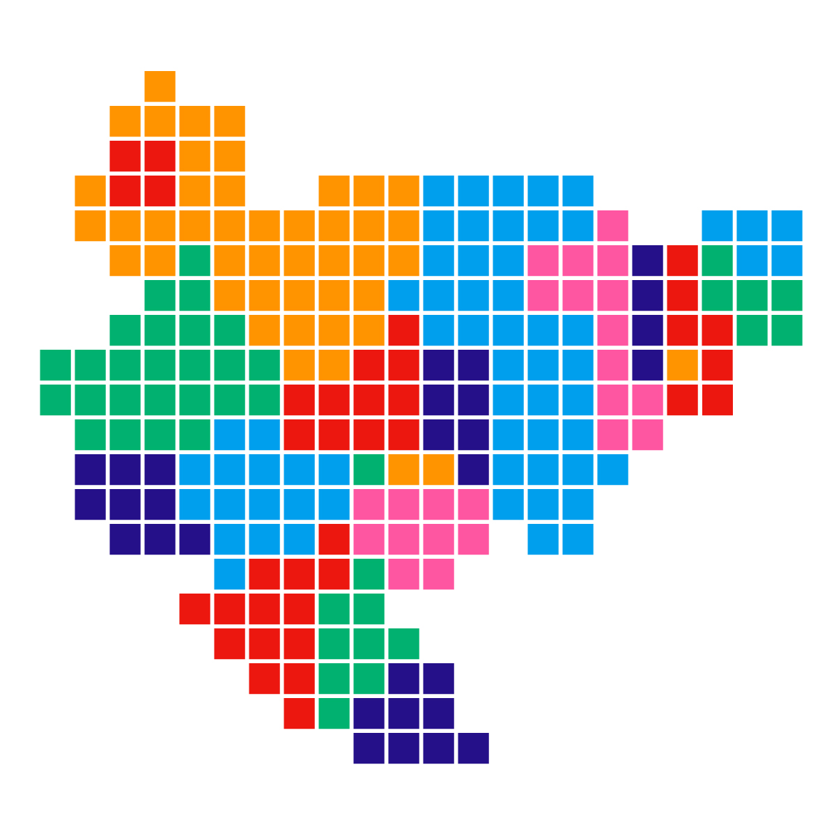 佐賀県の無料フリーイラスト｜ドット・四角1(カラフル)