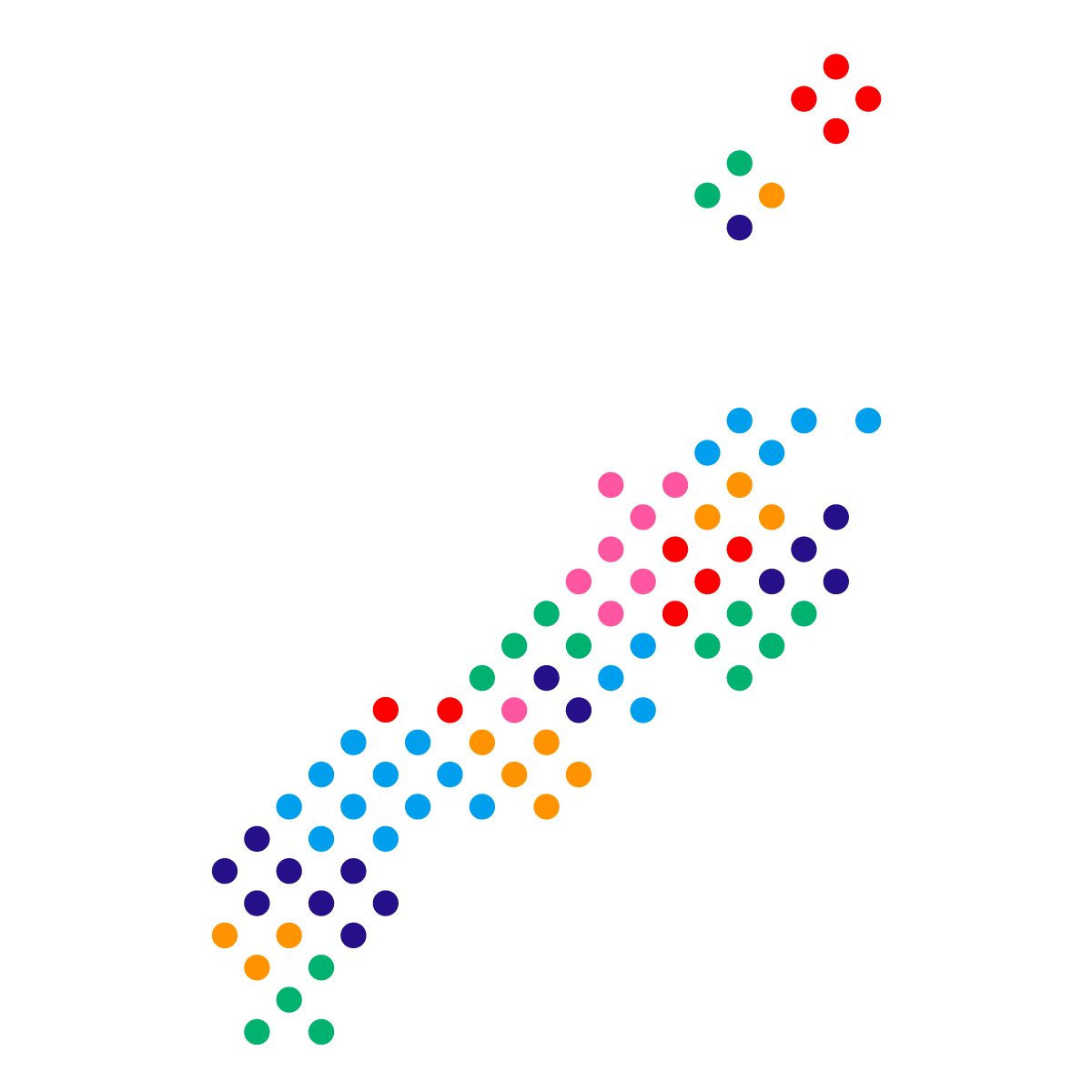 島根県の無料フリーイラスト|ドット・丸4(カラフル)