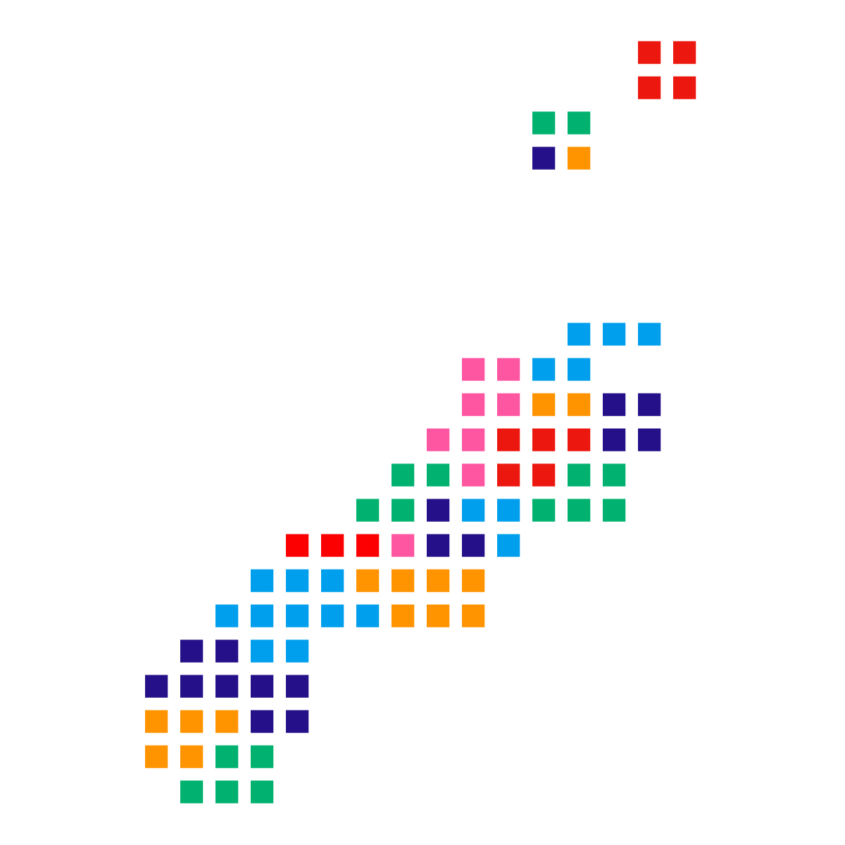 島根県の無料フリーイラスト|ドット・四角2(カラフル)