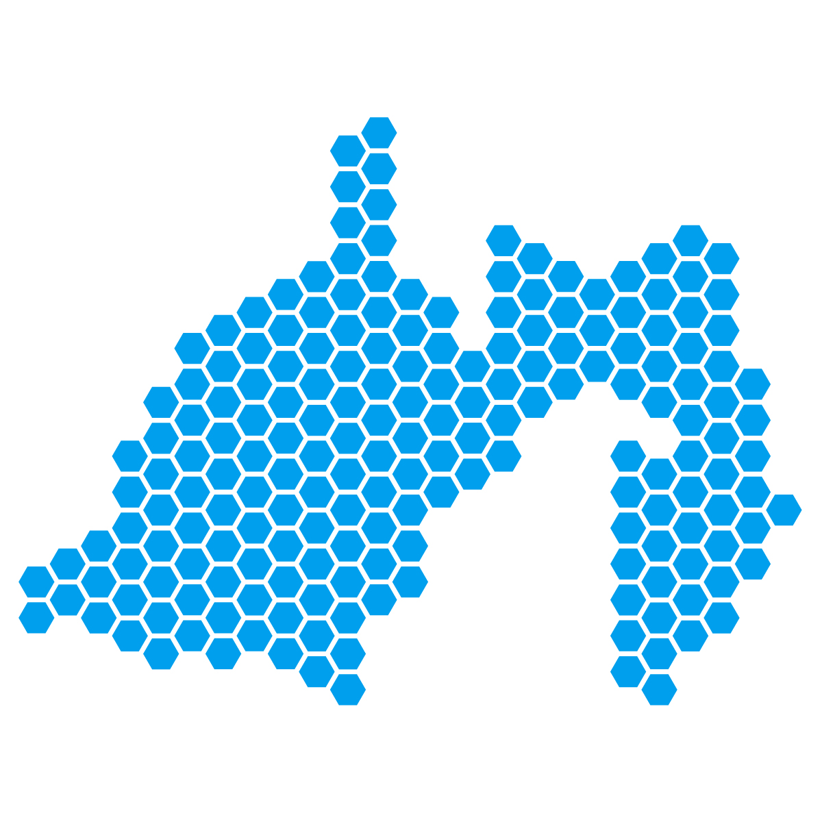 静岡県の無料フリーイラスト|ドット・六角(青)