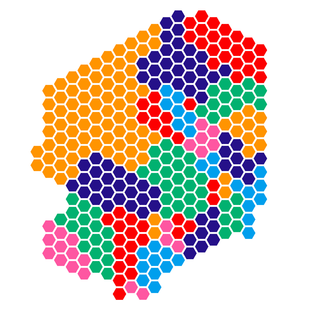 栃木県の無料フリーイラスト|ドット・六角(カラフル)