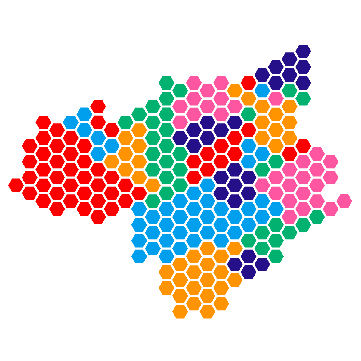 徳島県の無料フリーイラスト|ドット・六角(カラフル)