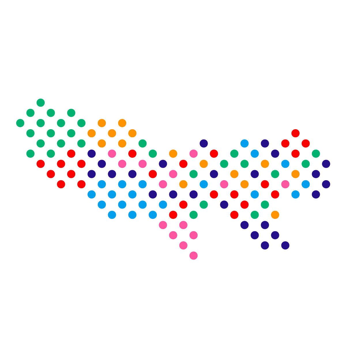 東京都の無料フリーイラスト｜ドット・丸4(カラフル)