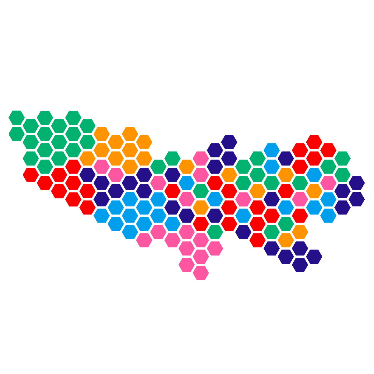 東京都の無料フリーイラスト|ドット・六角(カラフル)