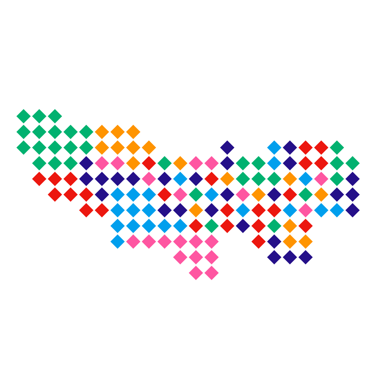 東京都の無料フリーイラスト｜ドット・四角4(カラフル)