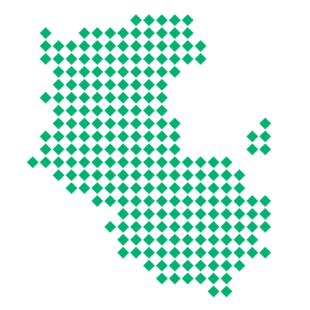 和歌山県の無料フリーイラスト｜ドット・四角4(緑)