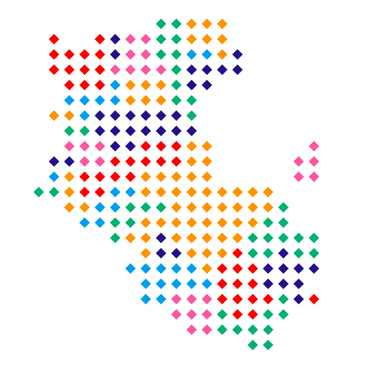 和歌山県の無料フリーイラスト｜ドット・四角5(カラフル)