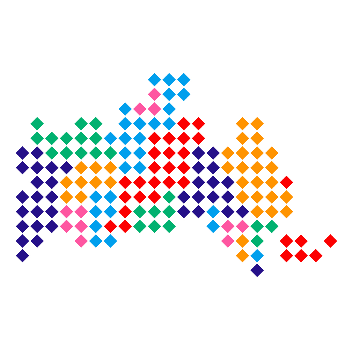 山口県の無料フリーイラスト｜ドット・四角4(カラフル)