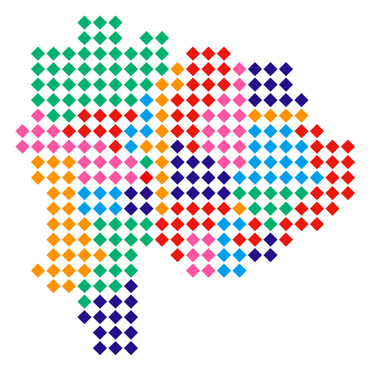 山梨県の無料フリーイラスト｜ドット・四角4(カラフル)