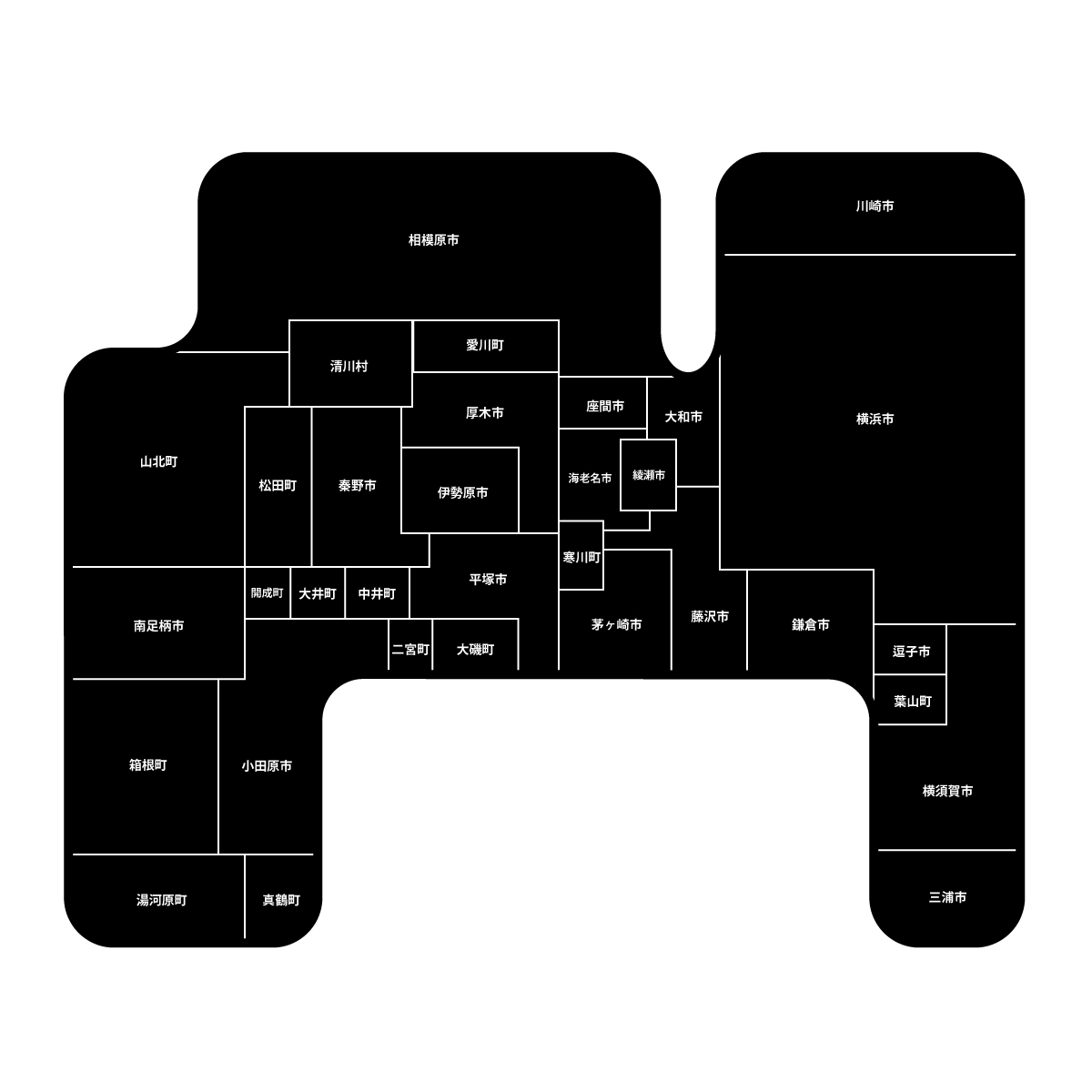 神奈川県の無料フリーイラスト｜デフォルメ2(黒)