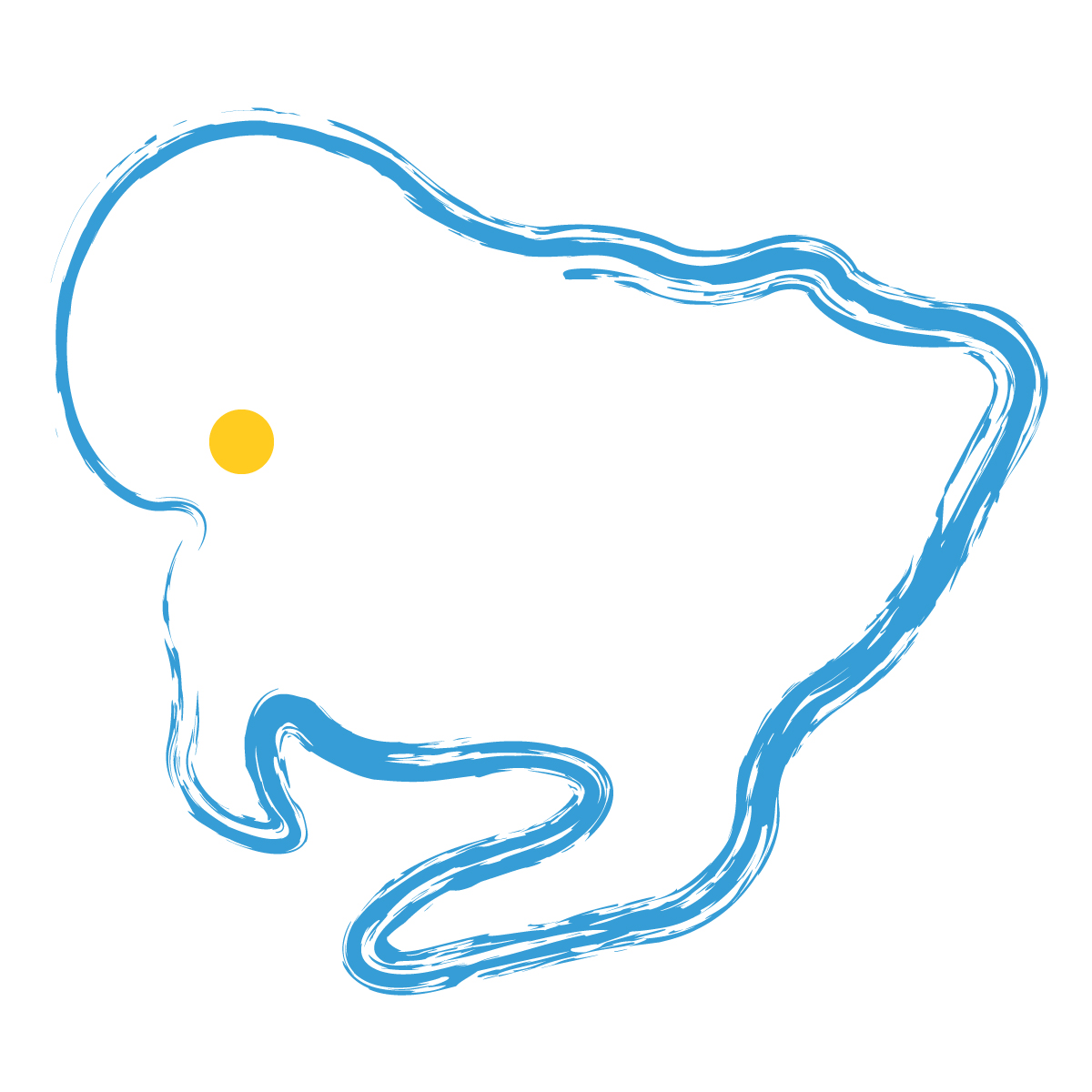 愛知県の無料フリーイラスト｜簡易・県庁あり・毛筆(青)