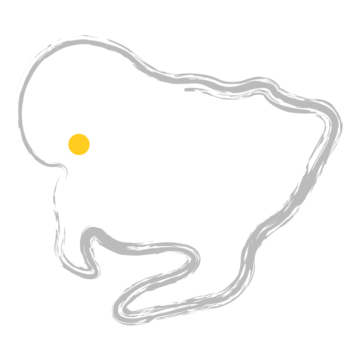 愛知県の無料フリーイラスト|簡易・県庁あり・毛筆(グレー)