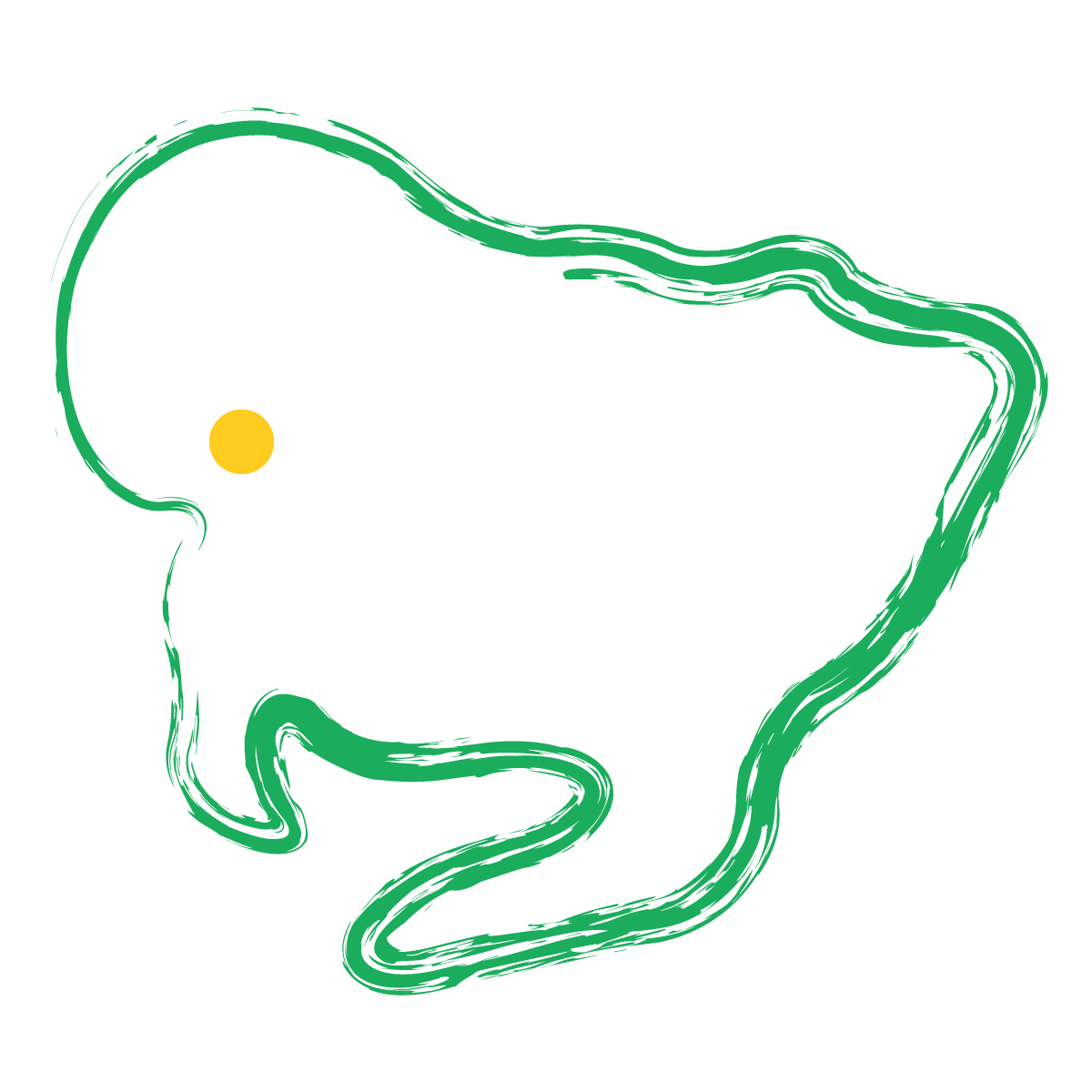 愛知県の無料フリーイラスト|簡易・県庁あり・毛筆(緑)