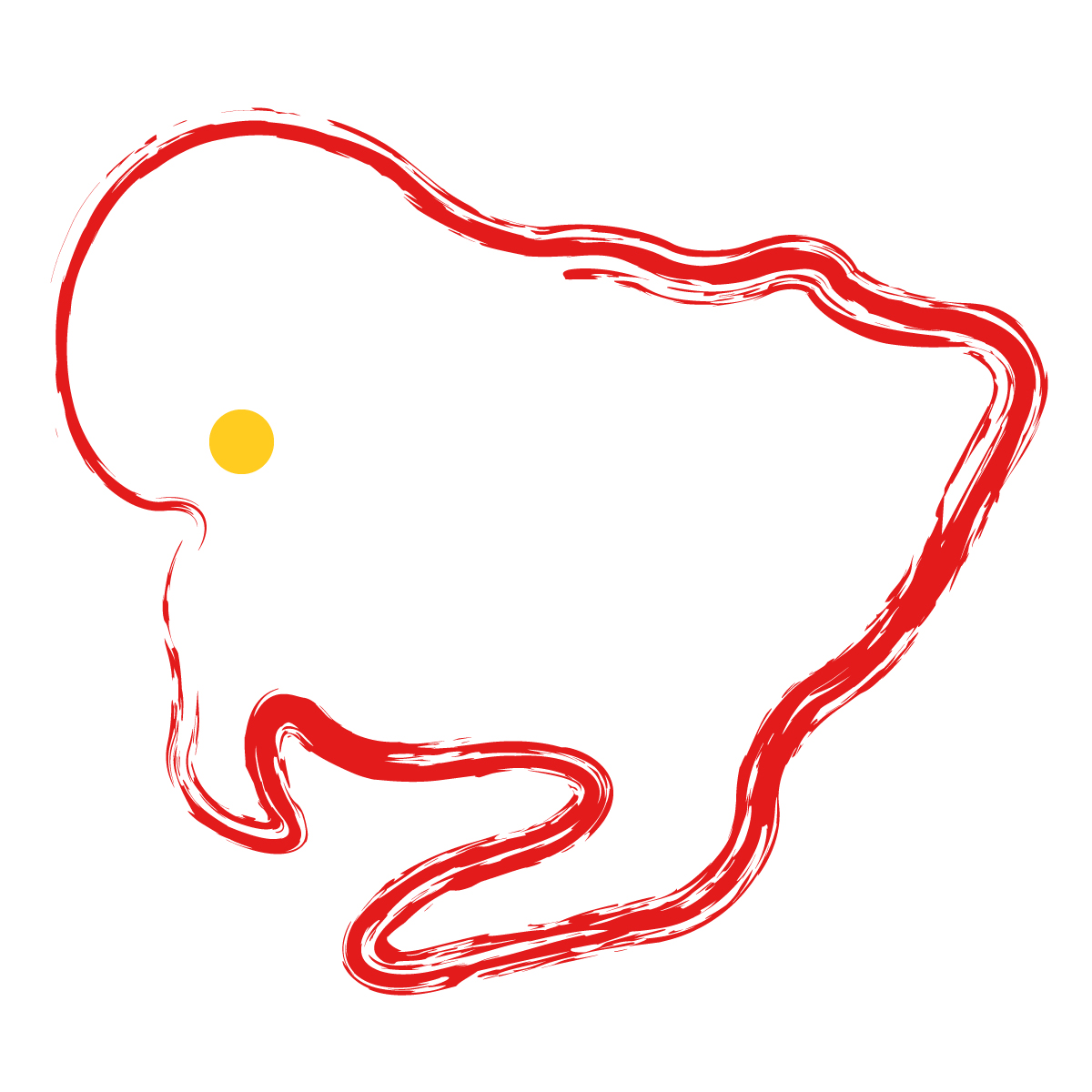 愛知県の無料フリーイラスト|簡易・県庁あり・毛筆(赤)