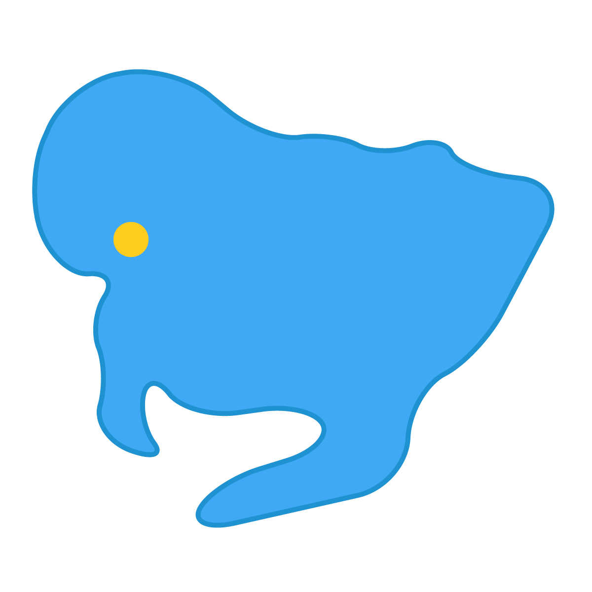 愛知県の無料フリーイラスト｜簡易・県庁あり・曲線(青)