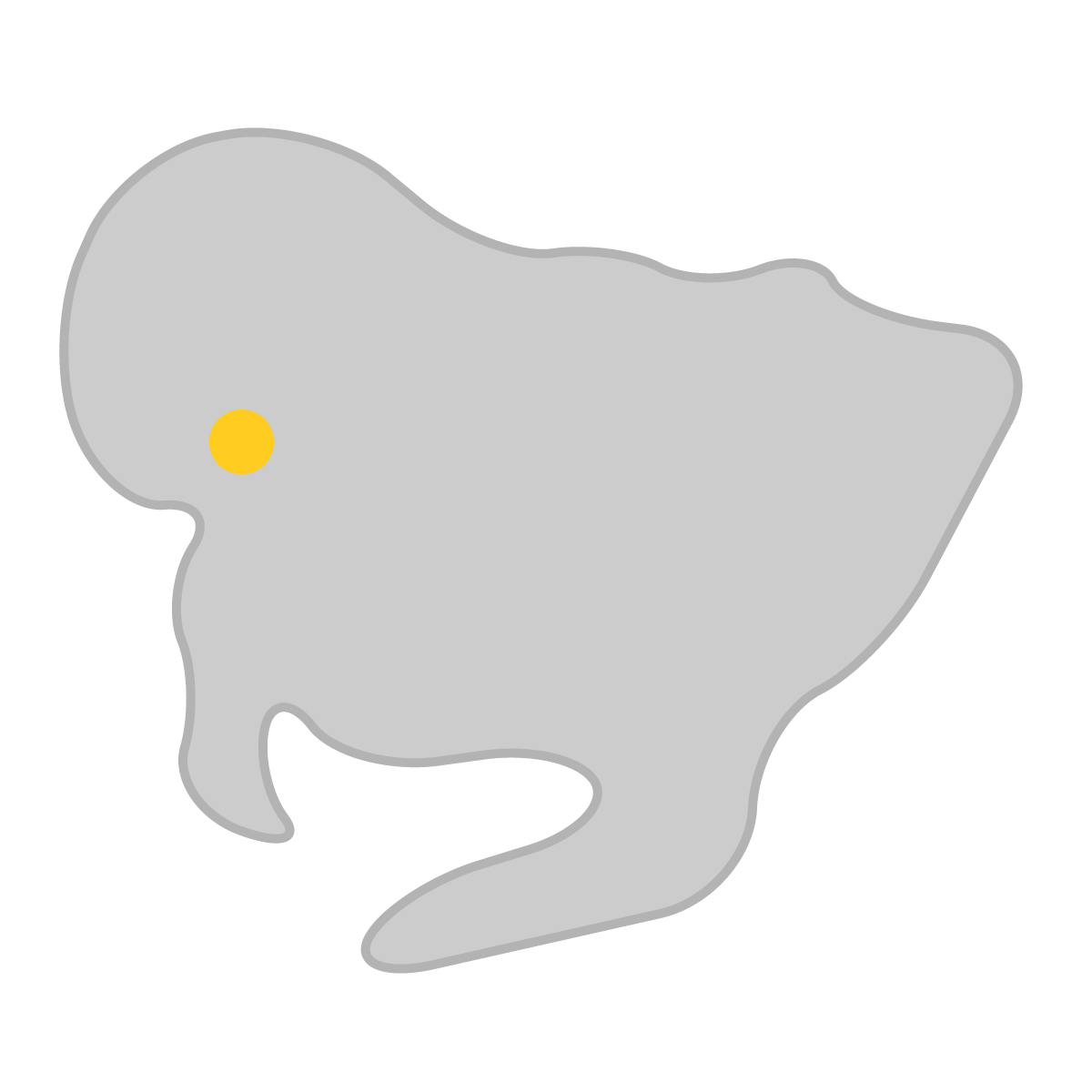 愛知県の無料フリーイラスト｜簡易・県庁あり・曲線(グレー)