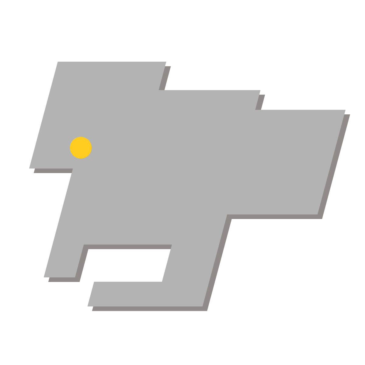 愛知県の無料フリーイラスト｜簡易・県庁あり・四角斜め(グレー)