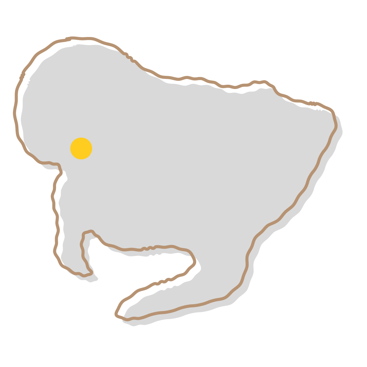 愛知県の無料フリーイラスト|簡易・県庁あり・イラスト風(グレー)