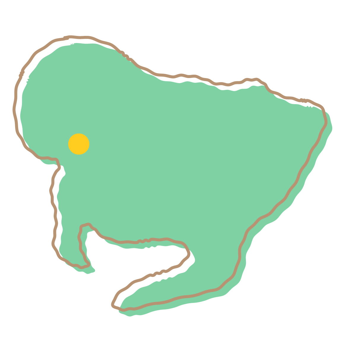 愛知県の無料フリーイラスト|簡易・県庁あり・イラスト風(緑)