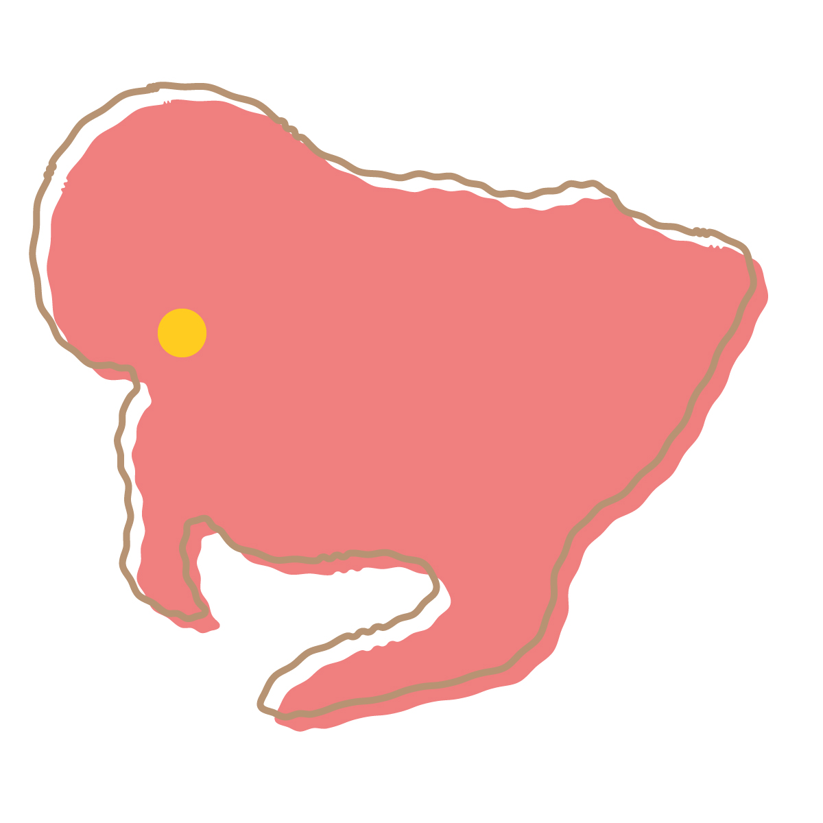愛知県の無料フリーイラスト|簡易・県庁あり・イラスト風(赤)