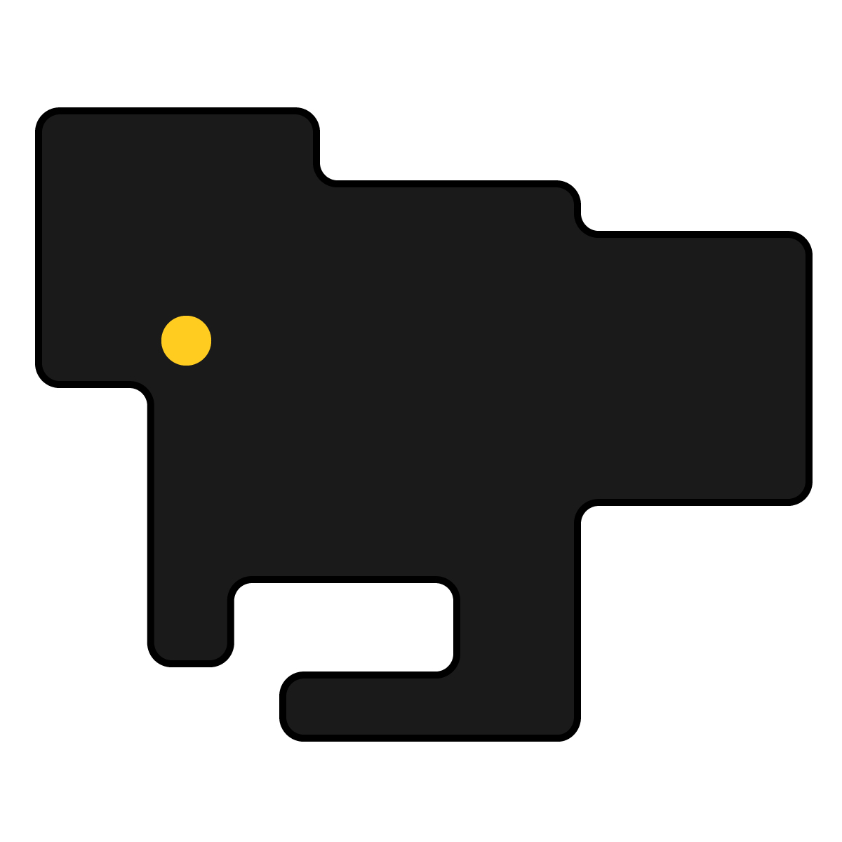 愛知県の無料フリーイラスト|簡易・県庁あり・角丸(黒)