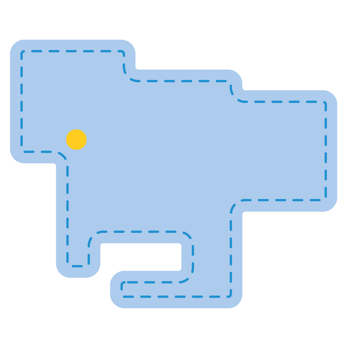 愛知県の無料フリーイラスト｜簡易・県庁あり・角丸ステッチ(青)