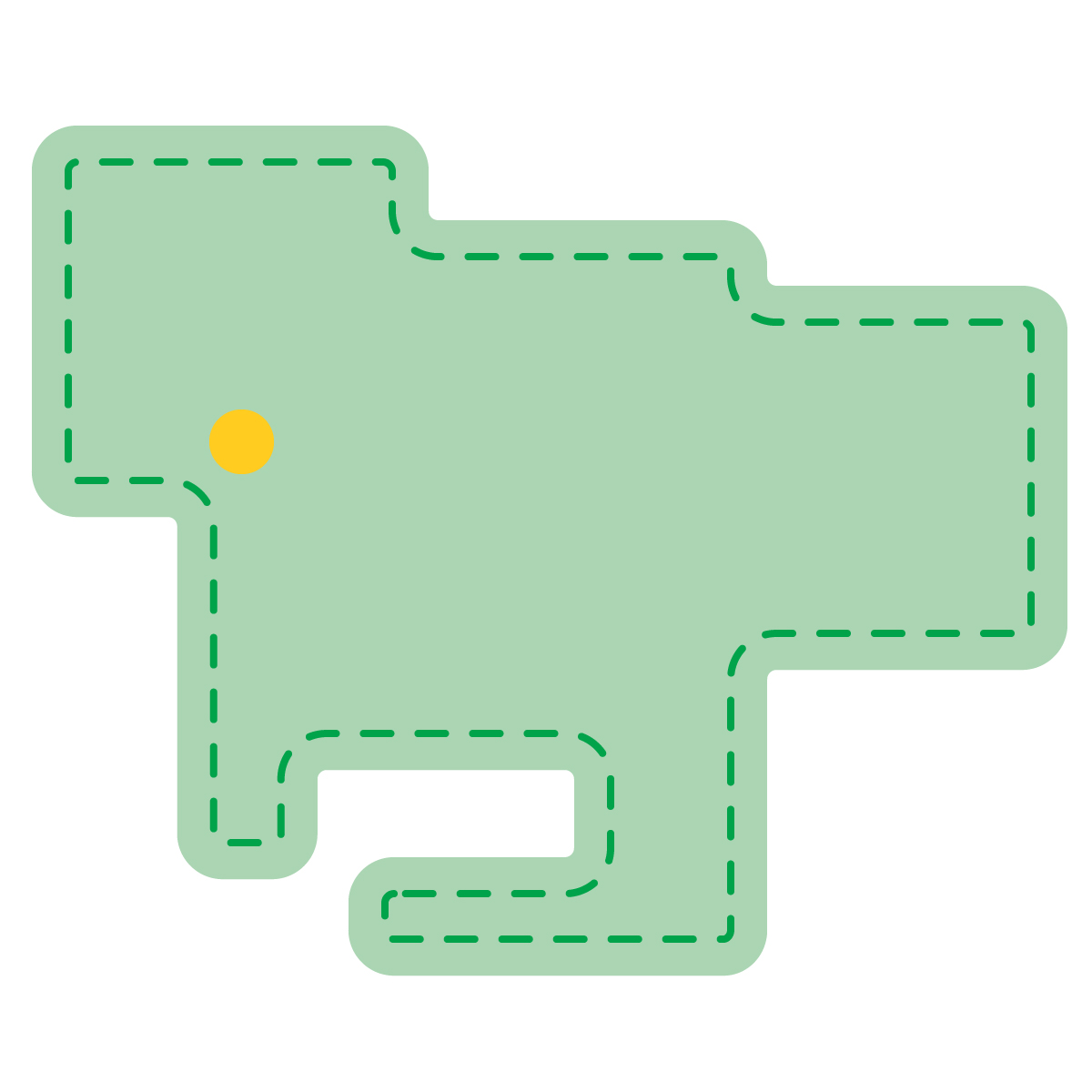 愛知県の無料フリーイラスト|簡易・県庁あり・角丸ステッチ(緑)