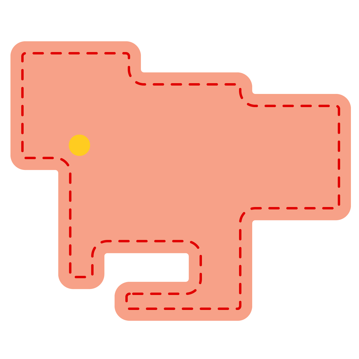 愛知県の無料フリーイラスト｜簡易・県庁あり・角丸ステッチ(赤)
