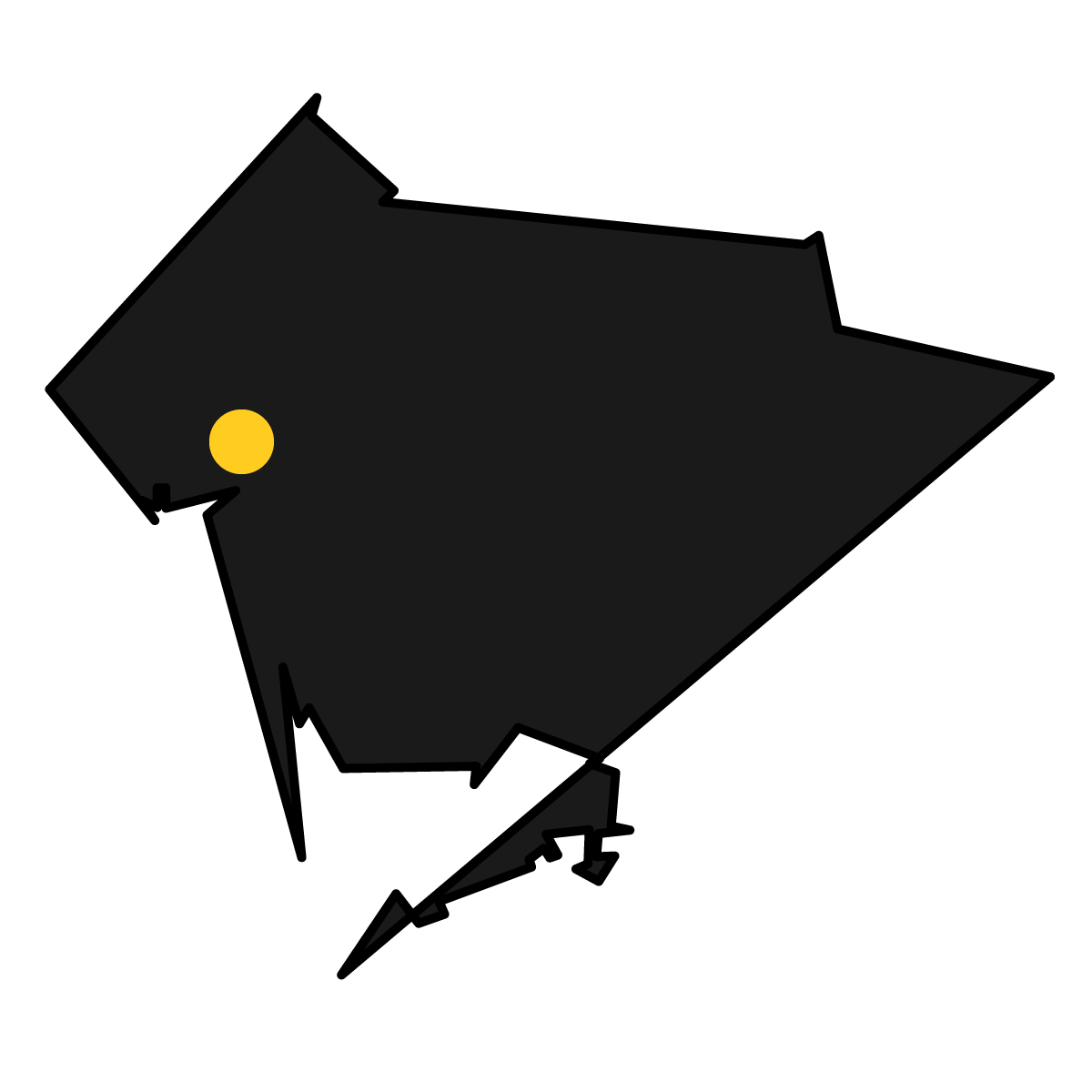 愛知県の無料フリーイラスト|簡易・県庁あり・単純化(黒)